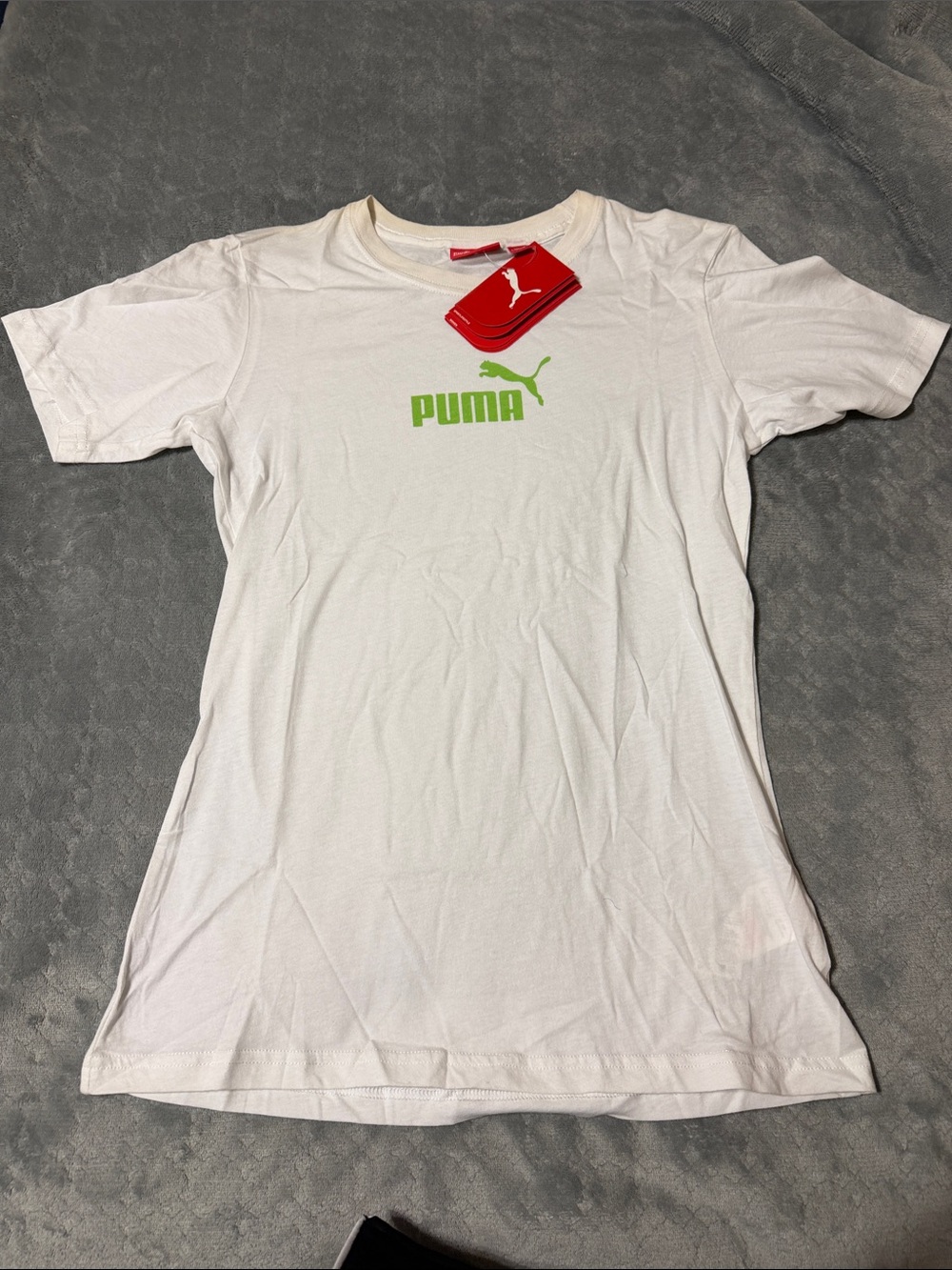 Puma White Short-Sleeve Tee with Lime Logo